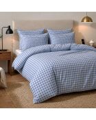 Parure housse de couette 3 pcs en coton Celestin bleu/blanc