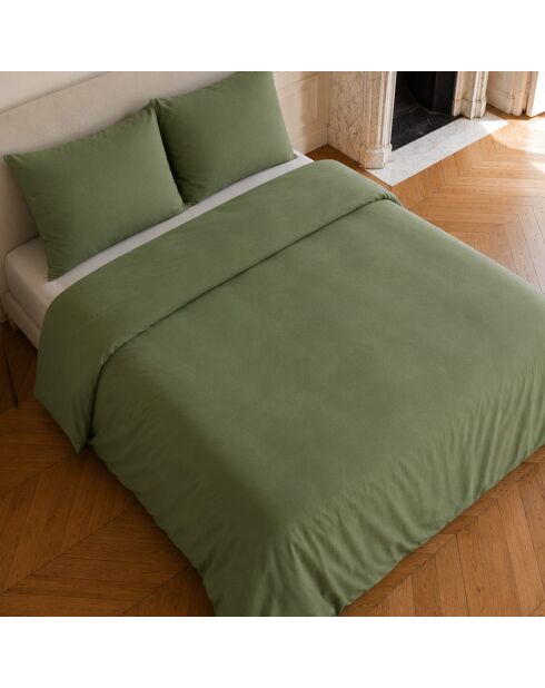 Parure housse de couette en coton Haven kaki