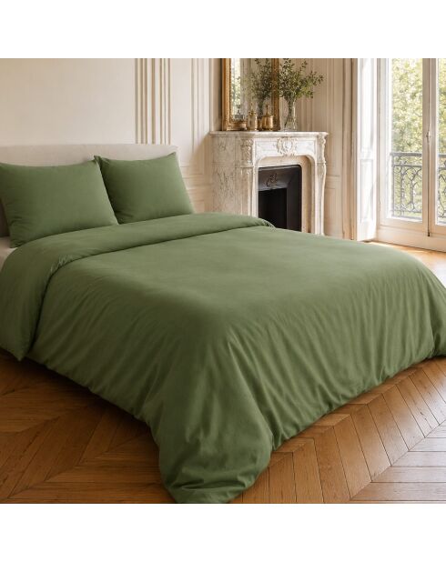 Parure housse de couette en coton Haven kaki