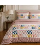 Parure housse de couette imprimée en coton Blueberry rose