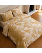 Parure housse de couette imprimée en coton Leaves moutarde