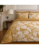 Parure housse de couette imprimée en coton Leaves moutarde