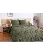 Parure housse de couette finitions Tuftée en coton Kayl kaki