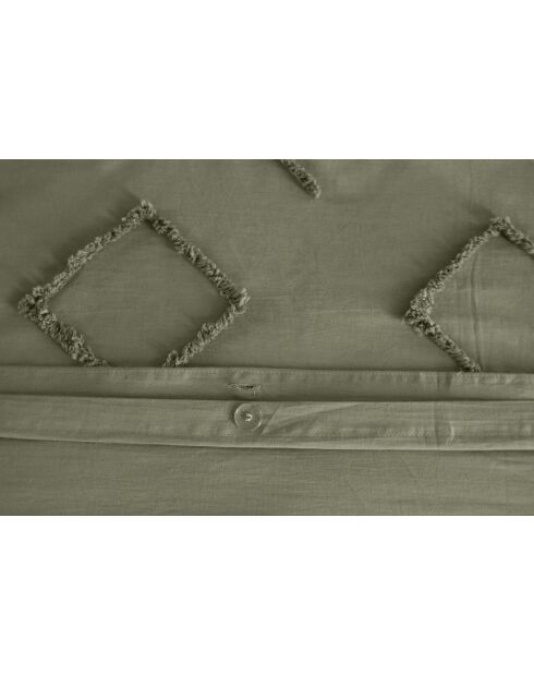 Parure housse de couette finitions Tuftée en coton Kayl kaki
