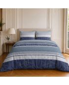 Set copripiumino in cotone stampato blu Ulysse