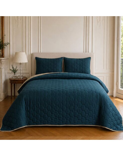 Couvre-lit matelassé réversible Nazim bleu marine - 220x240 cm