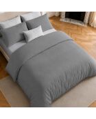 Parure housse de couette en coton Drift grise