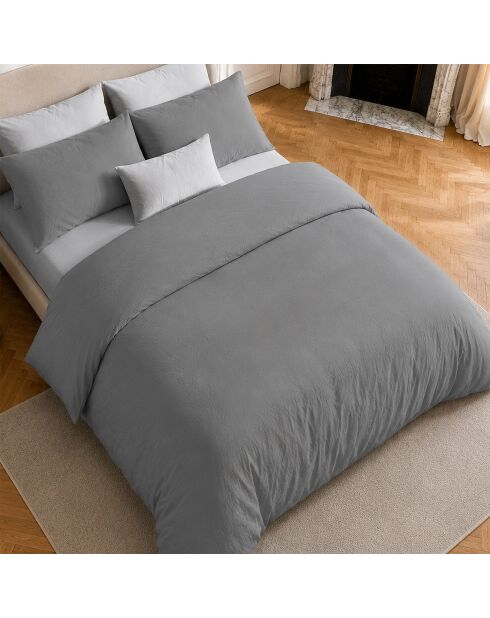 Parure housse de couette en coton Drift grise