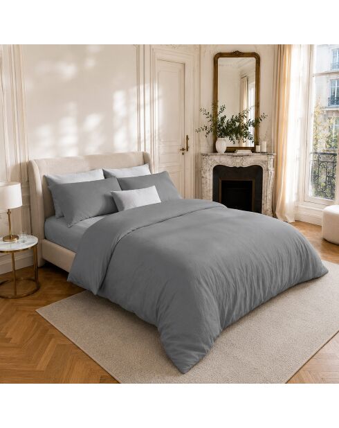 Parure housse de couette en coton Drift grise