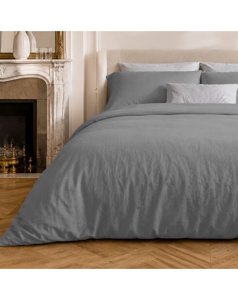 Parure housse de couette en coton Drift grise