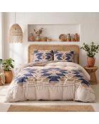 Set copripiumino in cotone blu e beige Apotek 3 pezzi