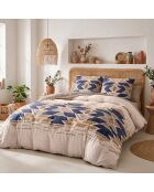 Set copripiumino in cotone blu e beige Apotek 3 pezzi