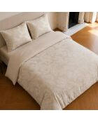 Parure housse de couette imprimée en coton Feuille beige