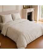 Parure housse de couette imprimée en coton Feuille beige