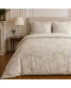 Parure housse de couette imprimée en coton Feuille beige