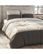 Parure housse de couette 3 pcs en coton Aven gris/blanc