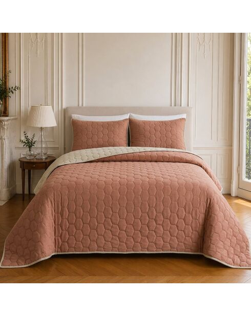 Couvre-lit matelassé réversible Nazim rose nude