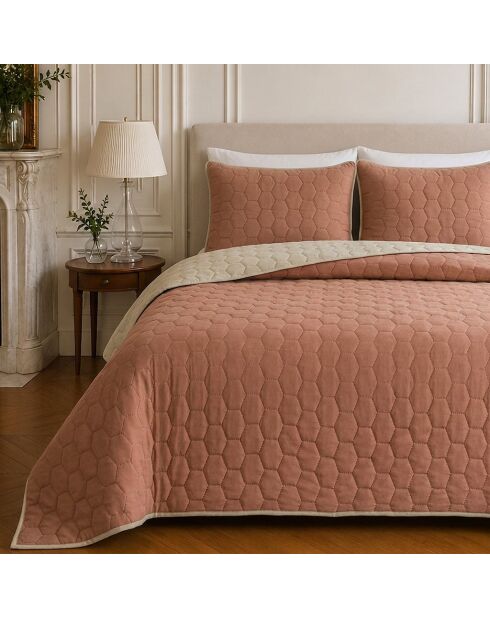 Couvre-lit matelassé réversible Nazim rose nude