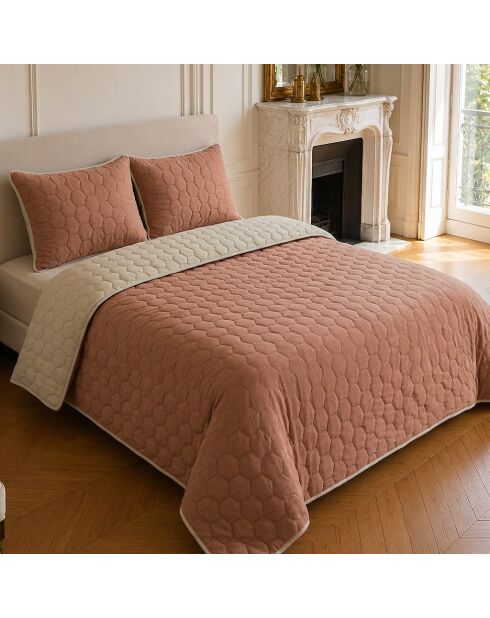 Couvre-lit matelassé réversible Nazim rose nude