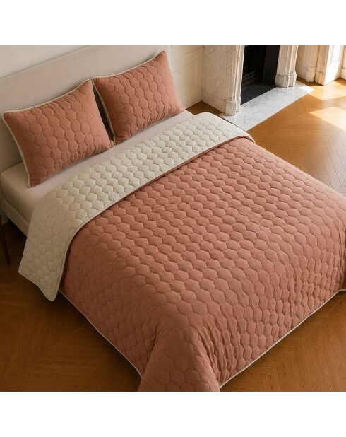 Couvre-lit matelassé réversible Nazim rose nude
