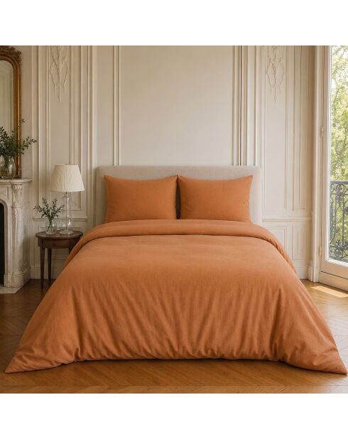 Parure housse de couette en coton Haven caramel