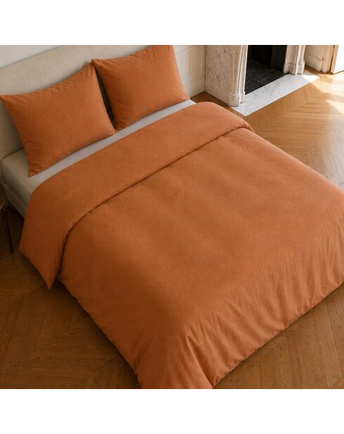 Parure housse de couette en coton Haven caramel