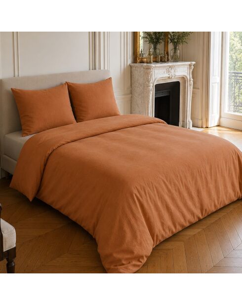 Parure housse de couette en coton Haven caramel
