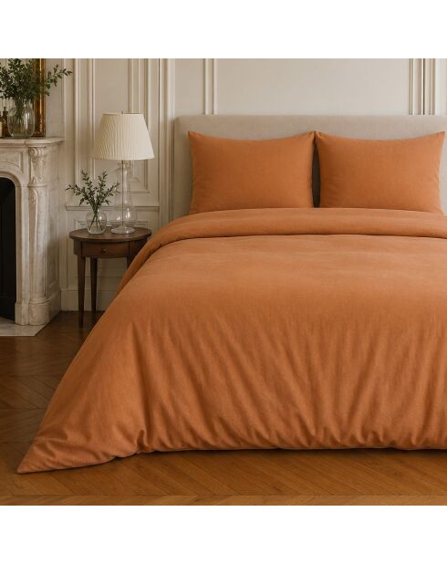 Parure housse de couette en coton Haven caramel