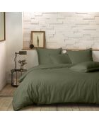 Parure housse de couette en percale de coton Mura kaki