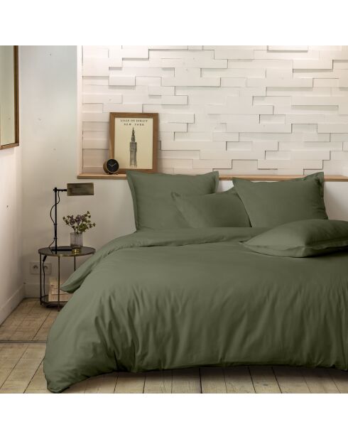 Parure housse de couette en percale de coton Mura kaki