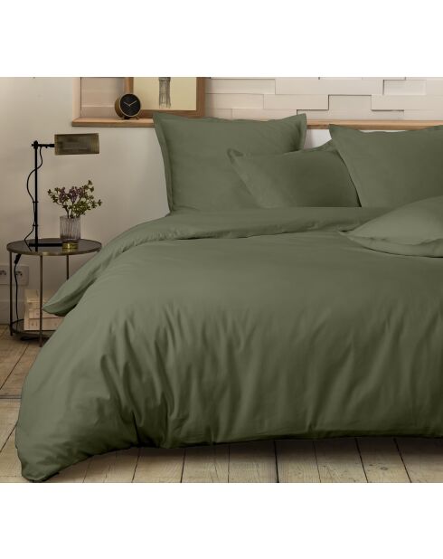 Parure housse de couette en percale de coton Mura kaki