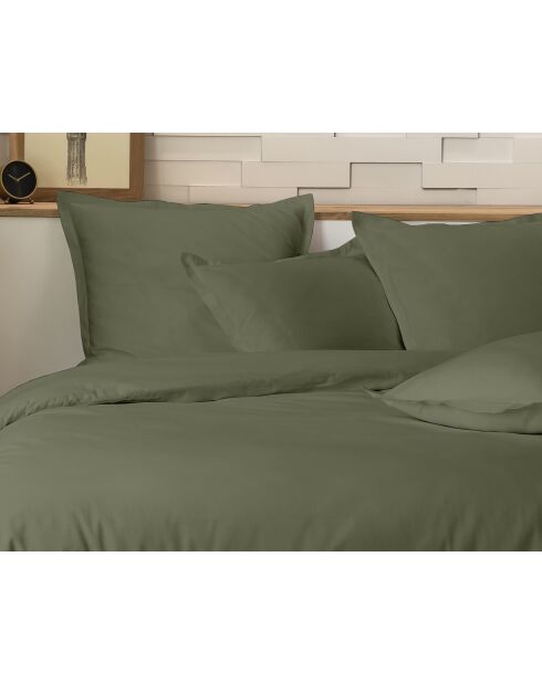 Parure housse de couette en percale de coton Mura kaki