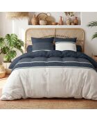 Parure housse de couette 3 pcs en coton Andy bleu/blanc