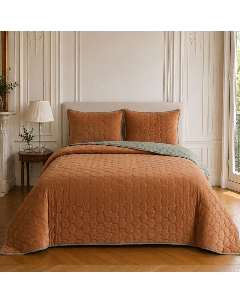 Couvre-lit matelassé réversible Nazim terracotta