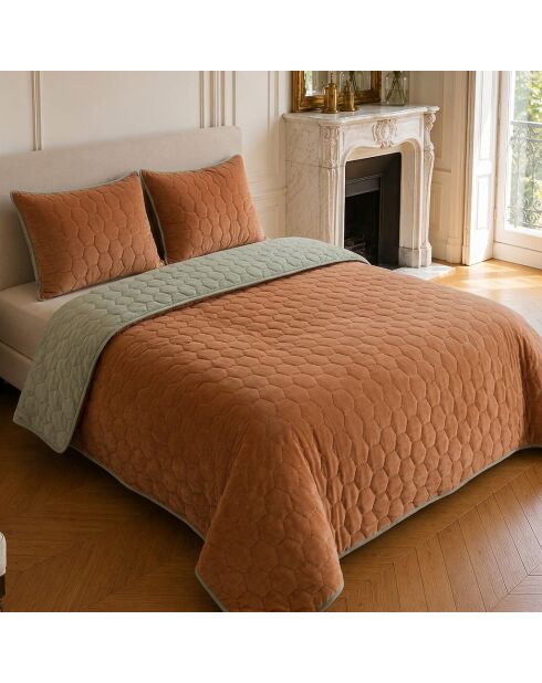 Couvre-lit matelassé réversible Nazim terracotta