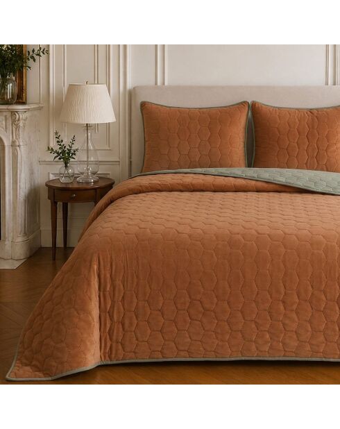 Couvre-lit matelassé réversible Nazim terracotta