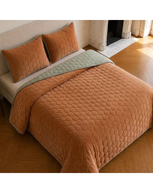 Couvre-lit matelassé réversible Nazim terracotta