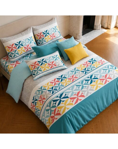 Parure housse de couette imprimée en coton Blueberry muitcolore