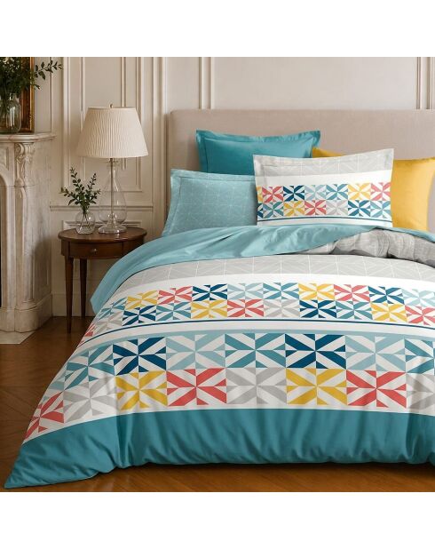 Parure housse de couette imprimée en coton Blueberry muitcolore