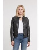 Veste motard en Cuir Nathalie noire