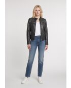 Veste motard en Cuir Nathalie noire