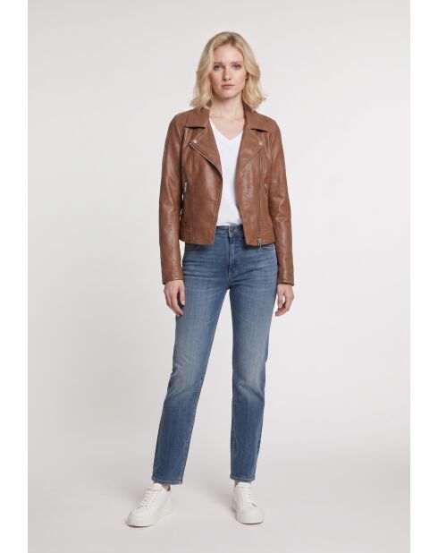 Zoey Cognac Lederjacke