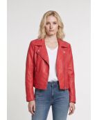 Veste en Cuir Constancia rouge