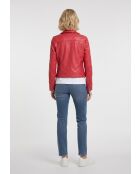 Veste en Cuir Constancia rouge