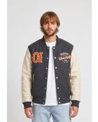 Graue Jacke aus Wolle und Leder von Chase