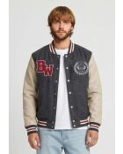 Graue Zeke Woll- und Lederjacke