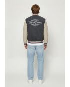 Graue Zeke Woll- und Lederjacke