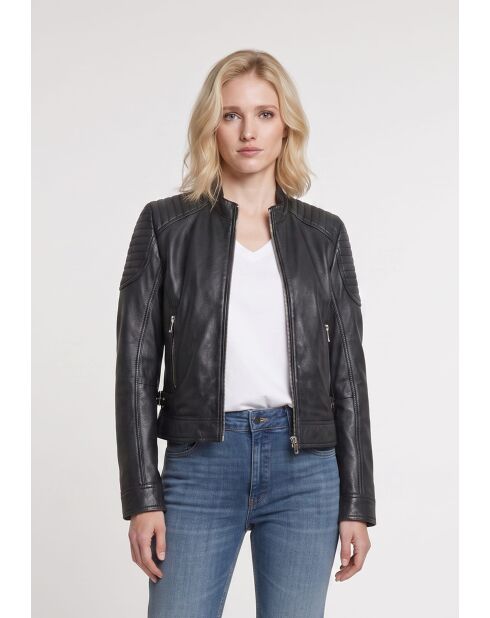 Veste en Cuir Cruz noire