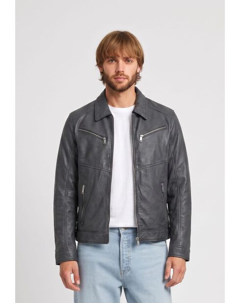 Carlito vintage zwarte leren jas