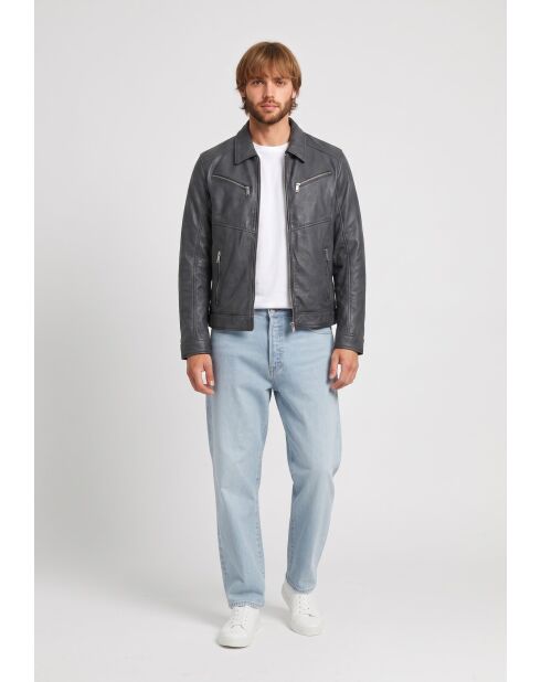Carlito vintage zwarte leren jas